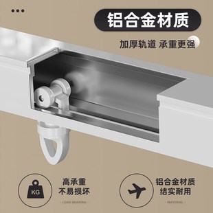 侧装 顶装 窗帘轨道伸缩窗帘杆导轨滑轮挂钩滑道双轨静音滑轨窗帘盒