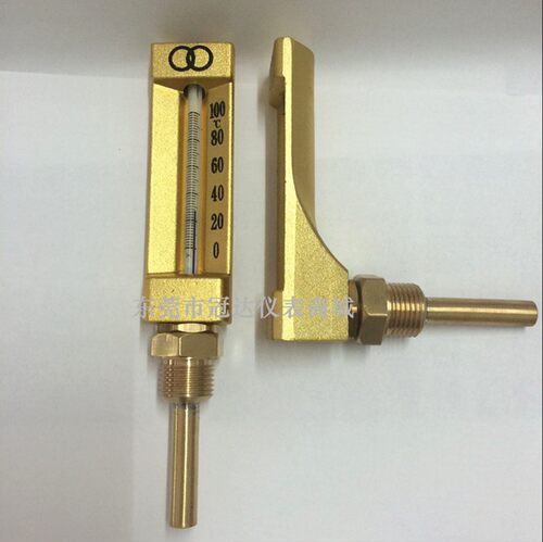 双环船用V型金属套温度计铜套温度计0-100度工业锅炉温度表可定制