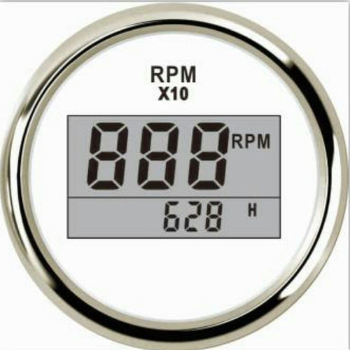 白色转速计时表52mm数字显示9-32v0-9990转可调齿数速比接发电机