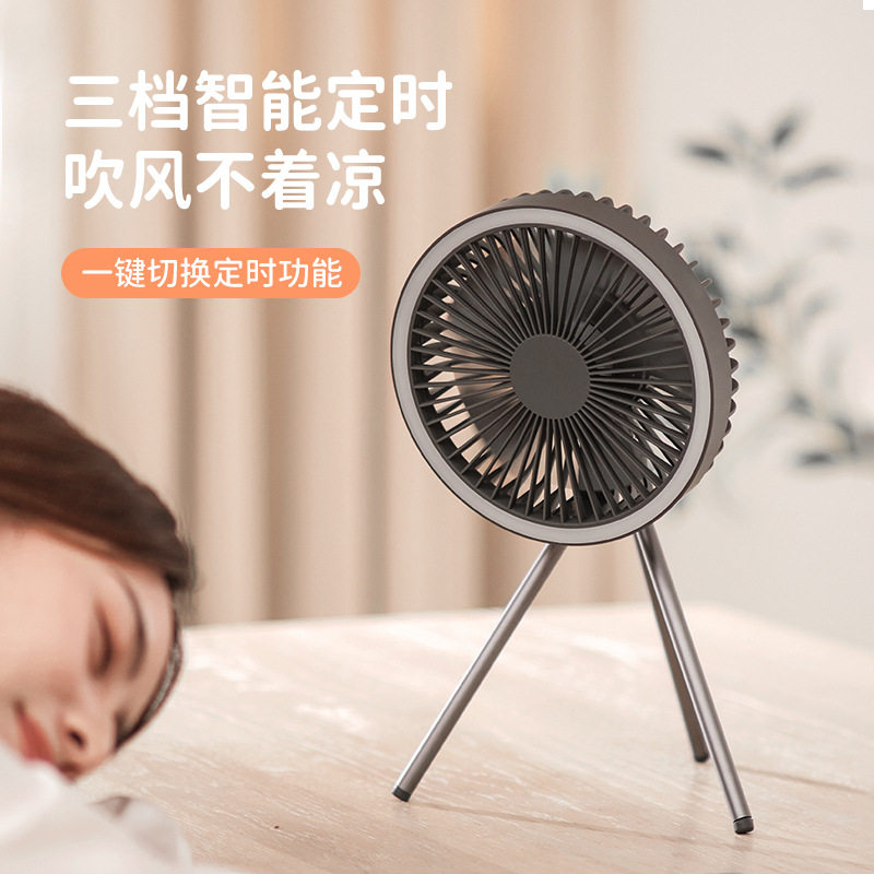 户外露营灯风扇大容量USB宿舍三脚架 吊灯 便携充电长续航风扇图片