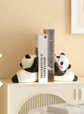 可爱治愈系熊猫书挡客厅酒柜电视柜摆件儿童房书桌装饰品生日礼物