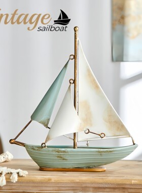 复古创意一帆风顺帆船模型摆件客厅电视柜酒柜办公室轻奢高档装饰
