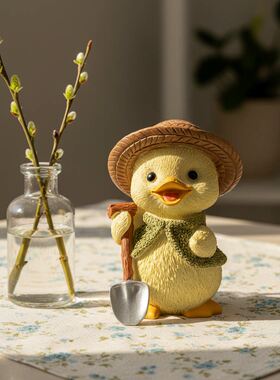 治愈卡通可爱小黄鸭子摆件办公桌面装饰品乡村田园微景观造景摆设