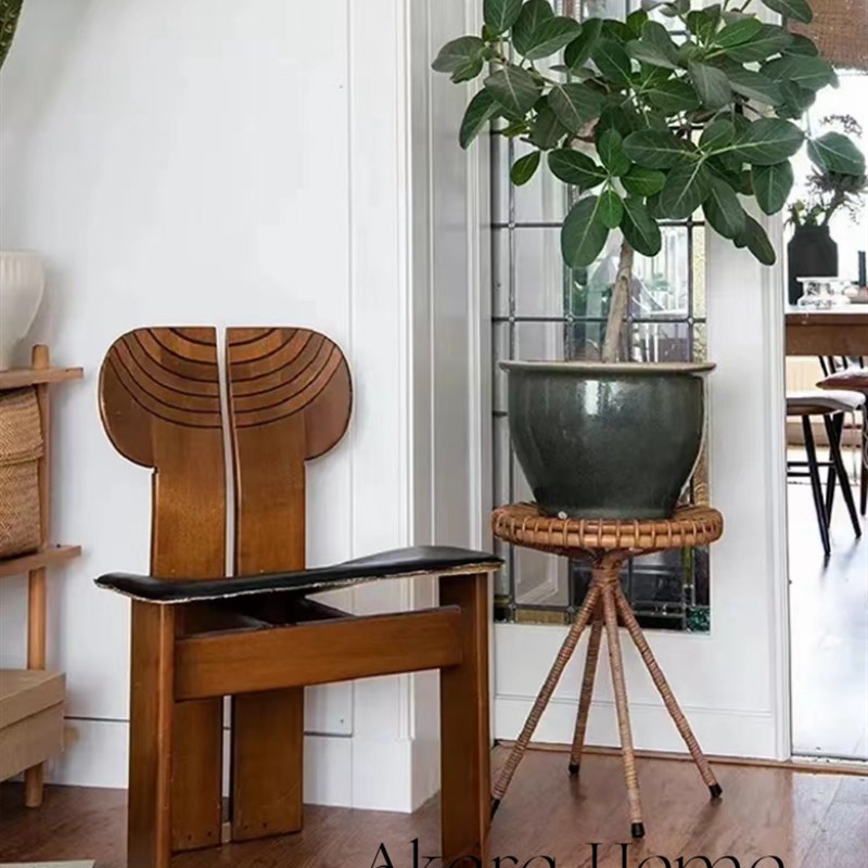 复古实木餐椅设计师侘寂风复古样板房餐桌椅书椅酒店民俗接待椅子