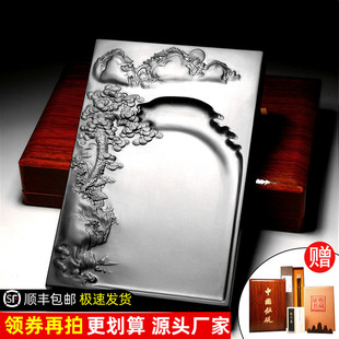国家非遗安徽砚台大师歙砚/高山流水/老坑天然原石文房四宝高档端