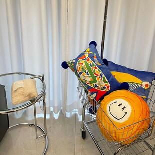 ins天鹅绒治愈系插画艺术客厅沙发抱枕床头靠背办公室靠垫卡通