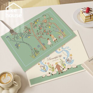 法式 海蒂小清新皮革餐桌垫防水防油西餐垫隔热垫免洗餐巾盘垫碗垫