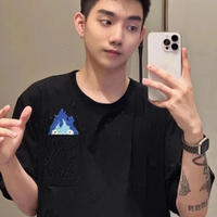 loe Luo Family Collaboration with Hayao Miyazaki Kasifa's Little Flame Embroidery round-neck pure cotton loose and casual short-sleeved T-shirts for men and women thumbnail 7
