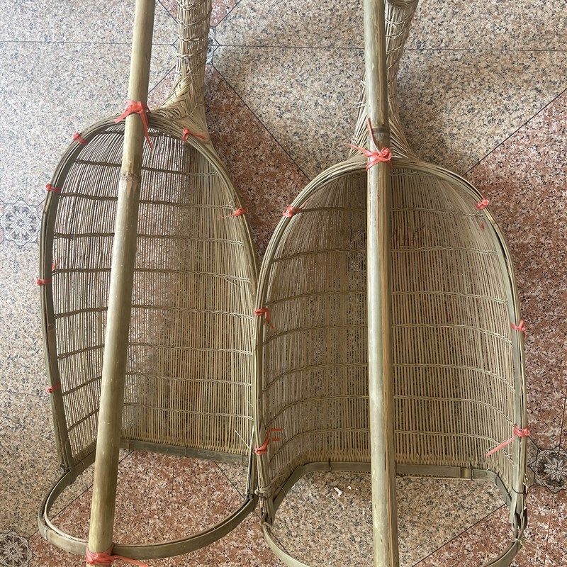 广西手工竹编捕鱼笼竹耙杠酒店餐厅道具中式罩艺术