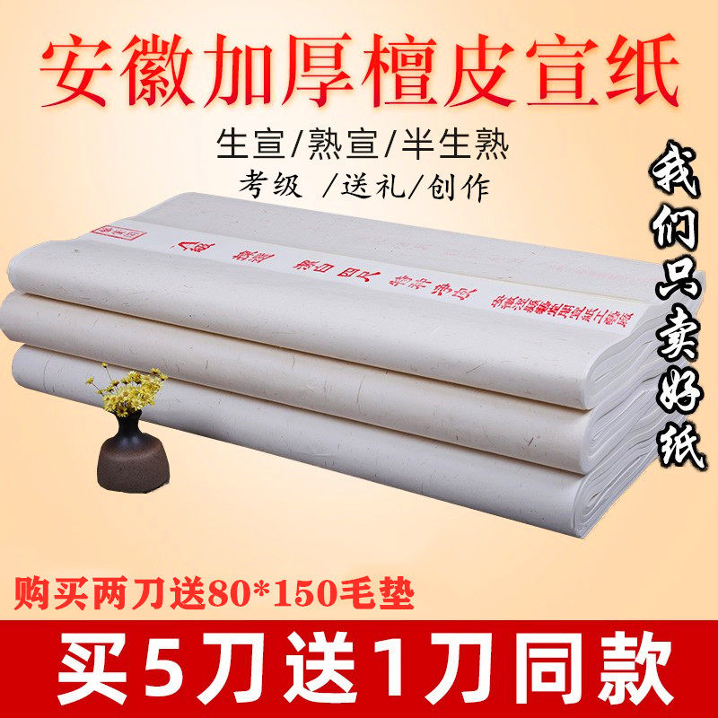 国画创作宣纸四尺生宣纸半生半熟三尺对开六尺斗方作品用纸