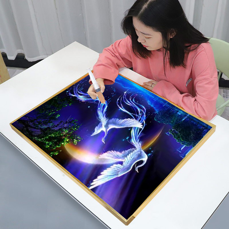 钻石画魔方圆钻比翼双飞动物点贴钻十字绣满钻