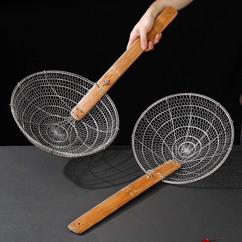 特厚竹柄炸厘商用炸篱线篱捞笊篱过滤漏网勺油炸笊篱大漏勺