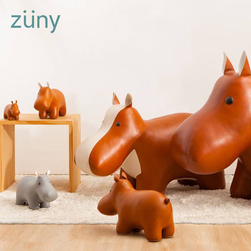 台湾zuny憨厚河马先生犀牛大叔纸镇书挡门挡摆件皮质玩偶创意礼物