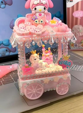 八音盒diy手工奇幻城堡玉桂狗流沙小夜灯材料奶油胶灯光摆件礼物