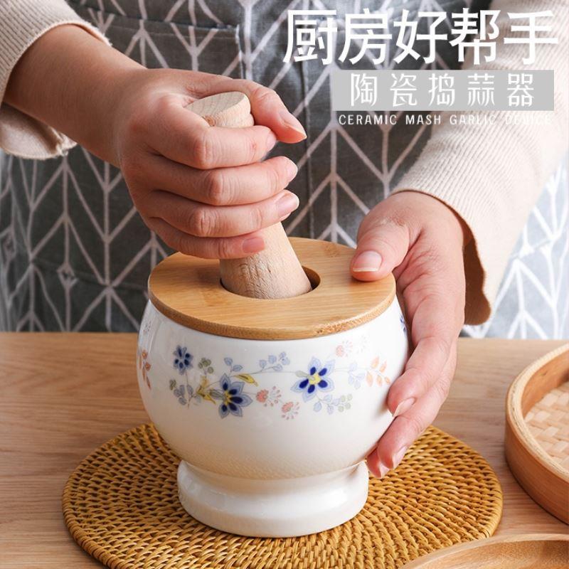 岛蒜捣蒜泥式石头倒蒜泥蒜罐式压蒜对窝蒜蓉器