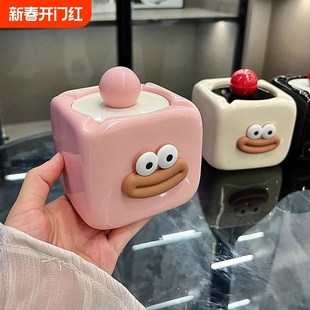 饰个性 高颜值烟灰e缸家用装 客厅陶瓷创意摆件带盖防飞灰烟缸摆件