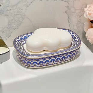轻奢肥皂盒陶瓷轻m奢卫生间浴室沥水肥皂盒家用不积水香皂盒架