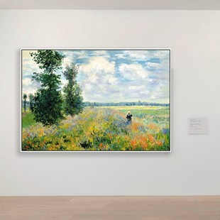 莫奈罂粟田抽象风景装 古典油画电表箱挂画 饰画餐厅玄关画现代欧式