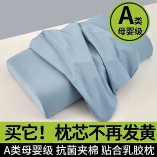 A类抗菌防q水夹棉枕套家用一对装 2024新款 枕头套纯色枕芯内胆套2
