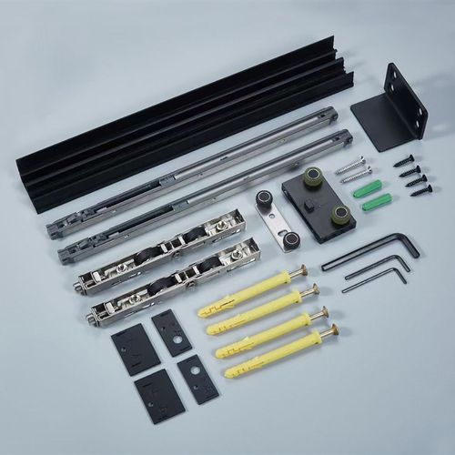 80重叠款隐藏形无轨幽灵门双缓冲滑轨道专用五金配件木铝框门配件