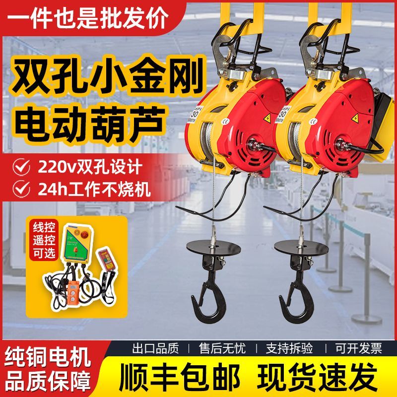 小金刚电动钢丝绳葫芦220V小型吊机提升机小型家用升降卷扬机便携