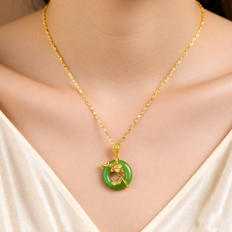 新款国风不锈钢平安扣锁骨链