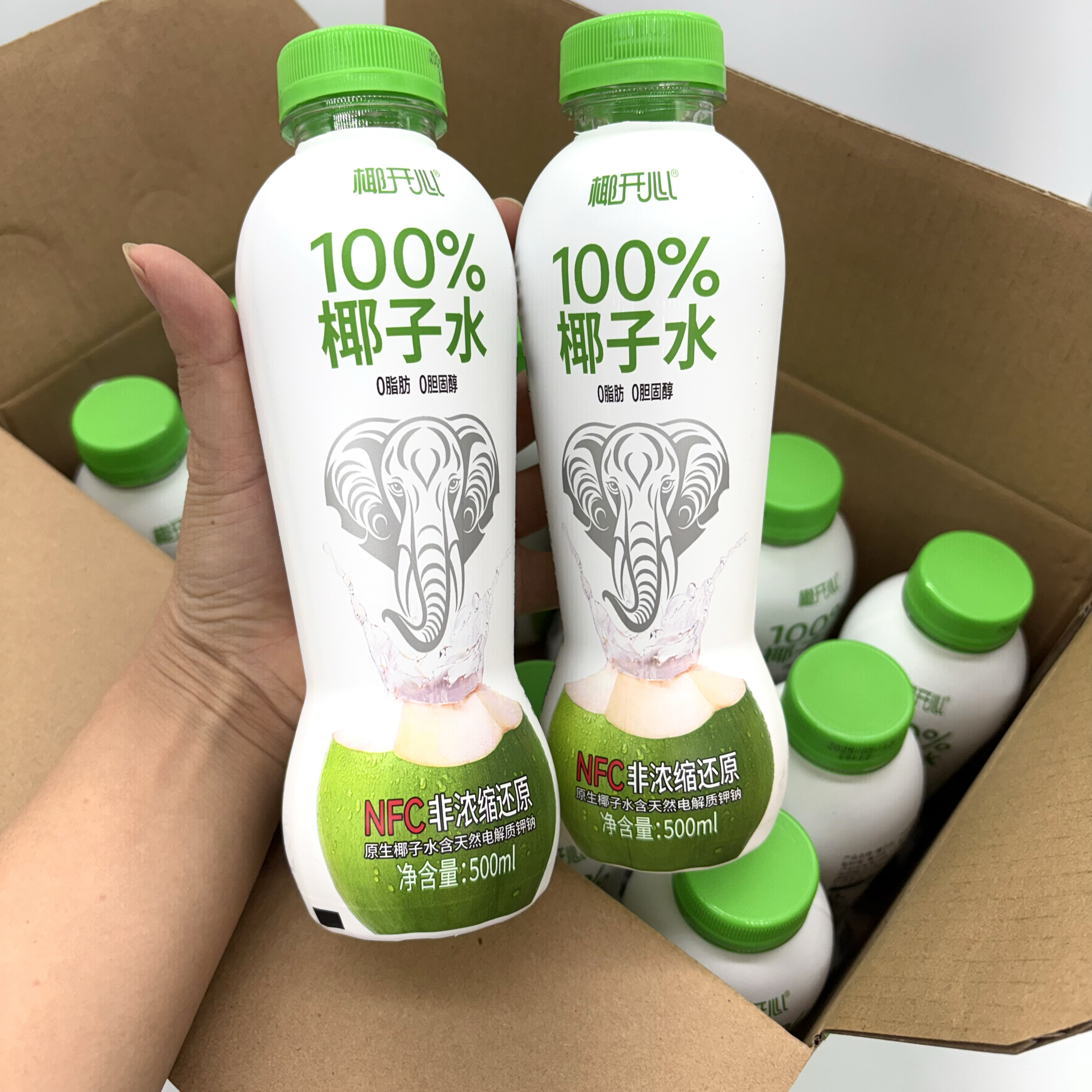 500ml椰开心100%椰子水整箱装椰子水饮料椰汁椰子水椰子水椰子水