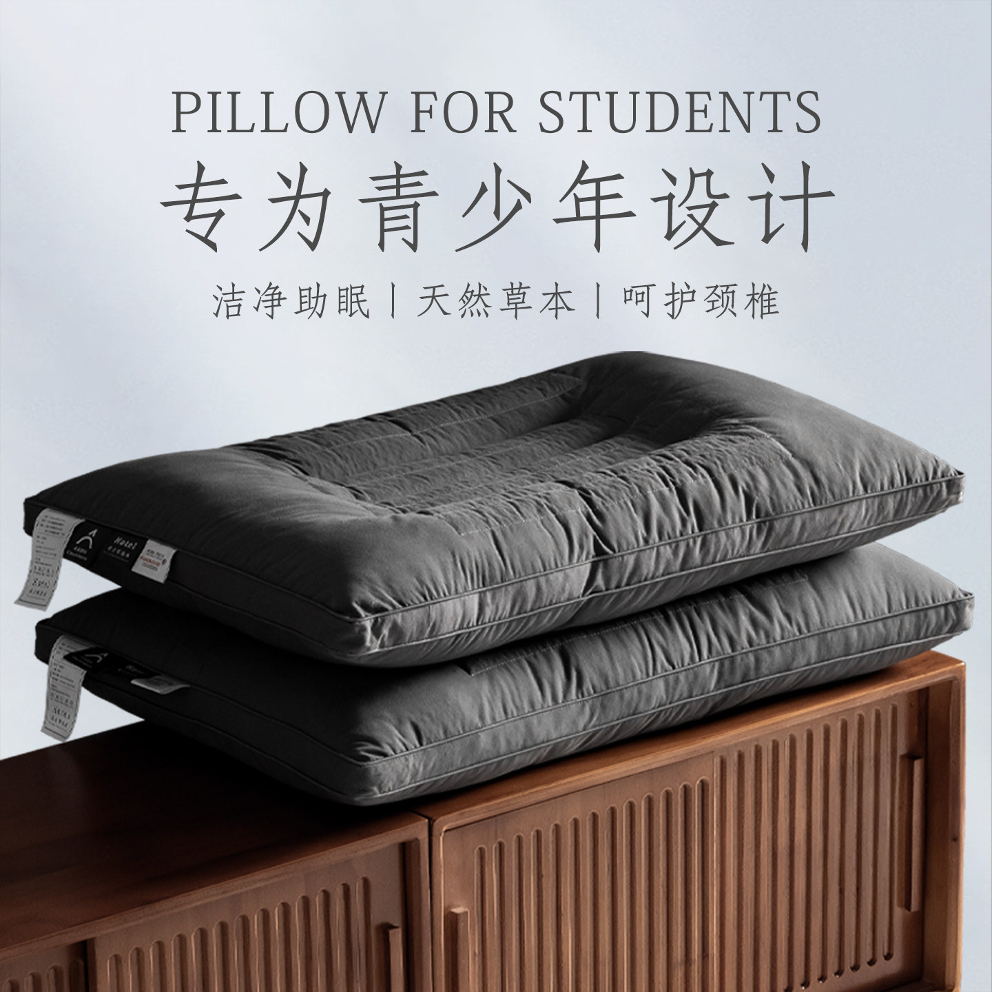 护颈枕头宿舍学生青少年专用护颈椎助睡眠防驼背枕头芯单人一祇装