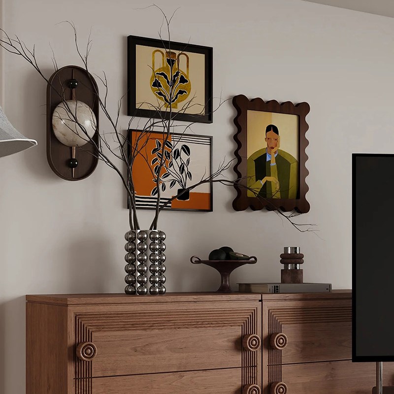 高级感中古风民宿装饰画异形层次感复古小众挂画室内手工组合壁画图片