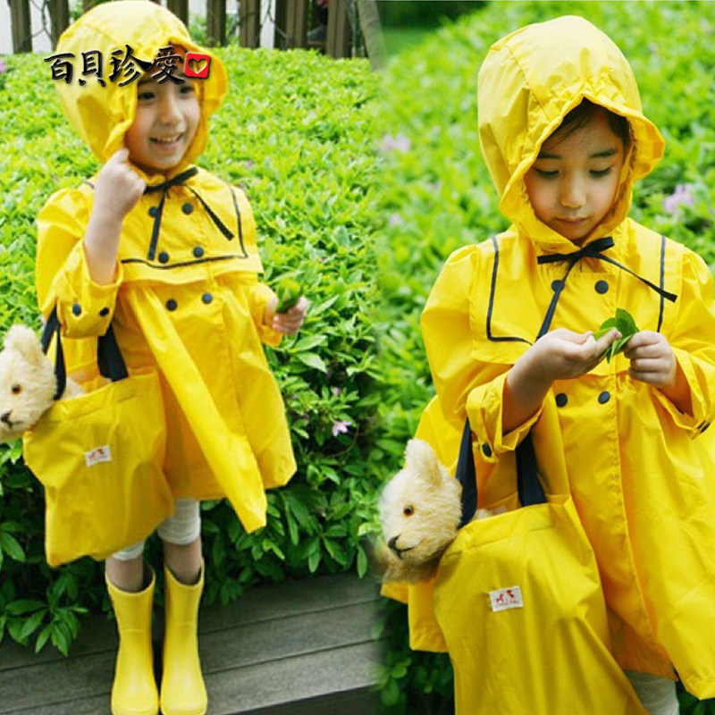 公主韩国儿童女童可爱双排扣宝宝布雨衣 生加厚雨衣