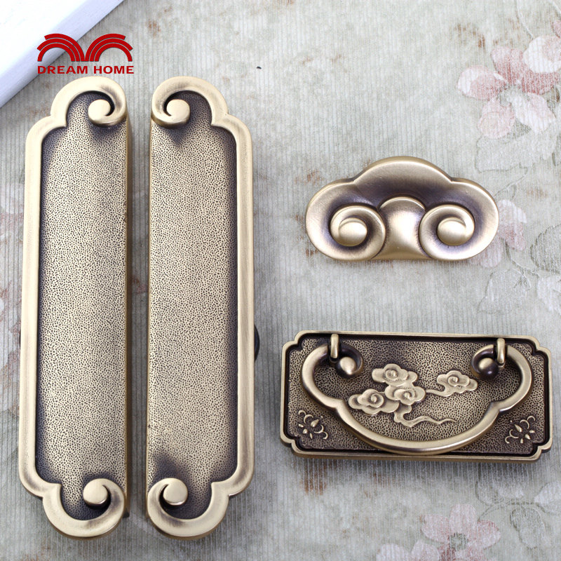 0全铜黄铜中式新古典祥云仿古明清家具拉手 大衣书柜老旧风格