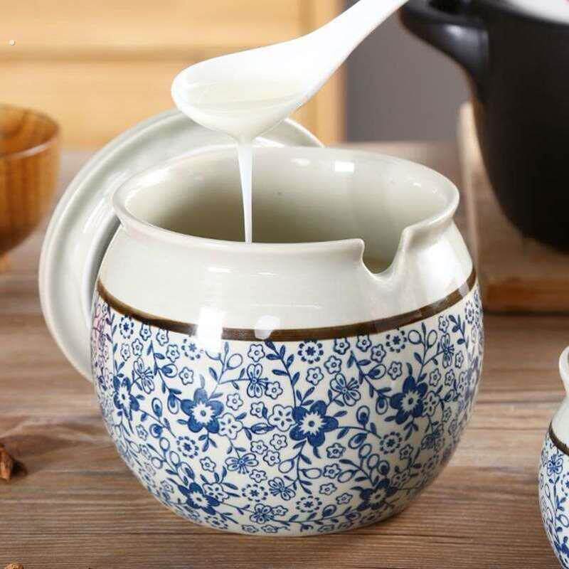 带盖子猪油罐陶瓷调味罐辣椒油罐家用中式商用辣椒罐陶瓷带盖子罐