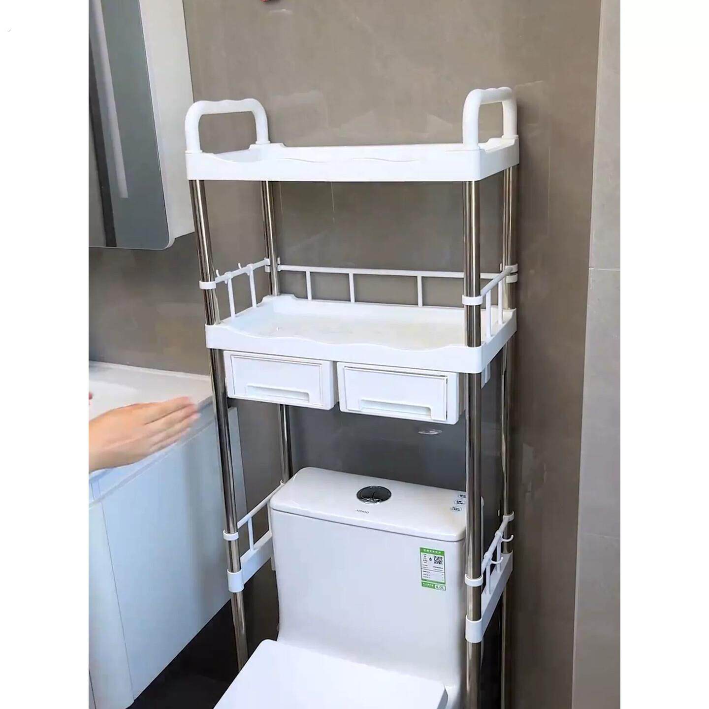 带抽屉化妆室置物架多层洗衣机马桶置物架浴室创意收纳落地式