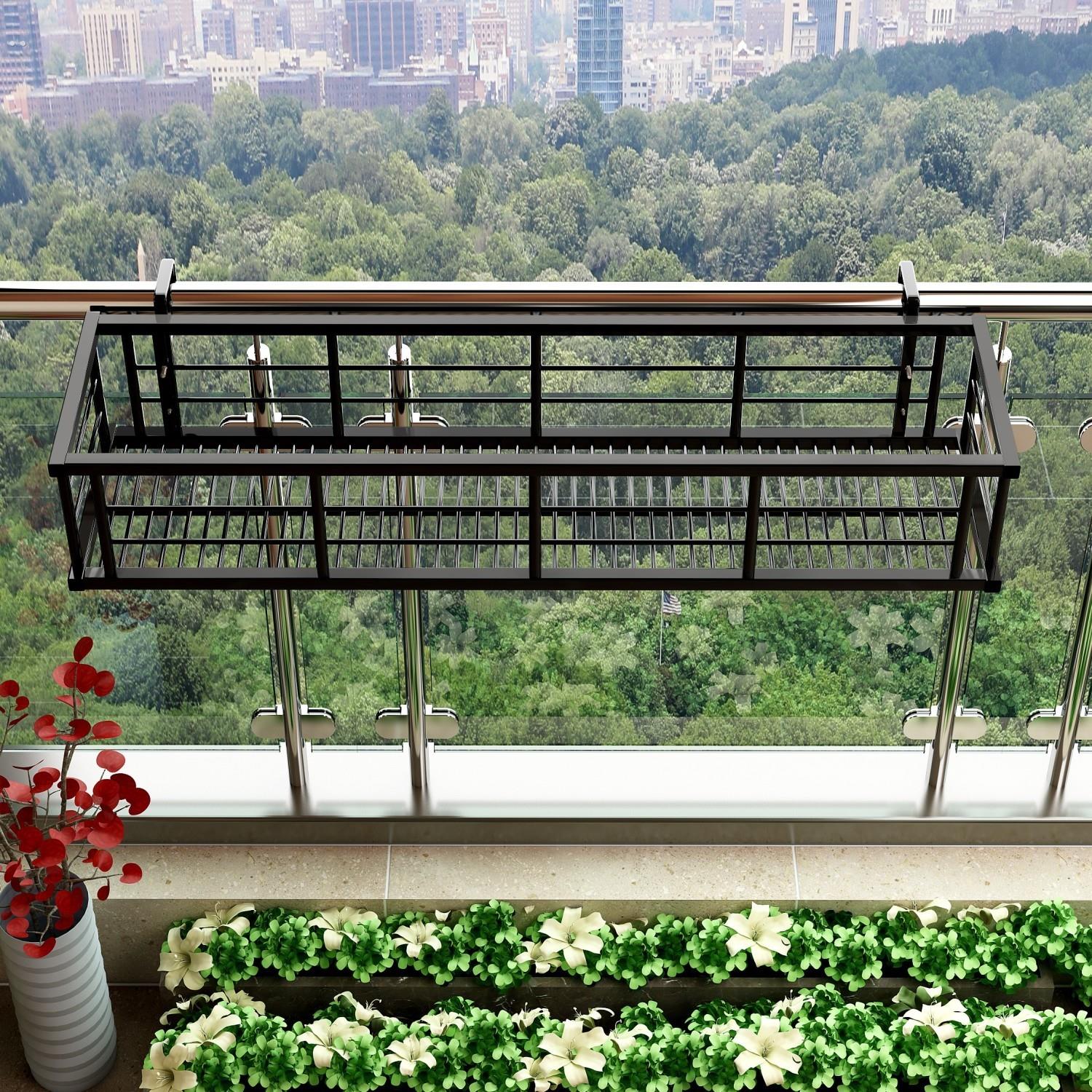 阳台养花架子悬挂式防护栏多肉花架子窗台室内栏杆花盆挂架置物架