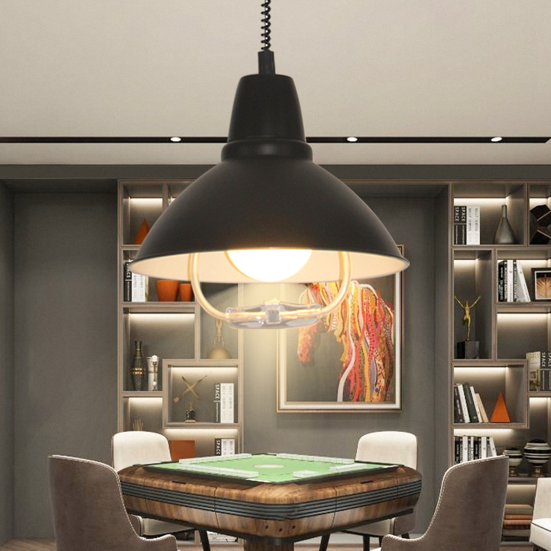 麻将升降灯简约吊灯棋牌室伸缩灯罩铝材餐厅吧台咖啡店拉伸灯具