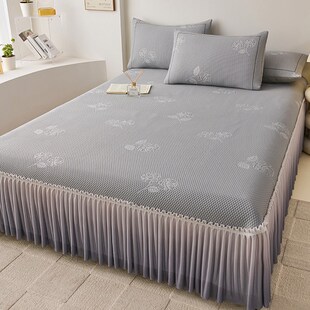 2025新款夏季3D凉感冰丝凉席三件套夏天可机洗床裙款空调席软席子