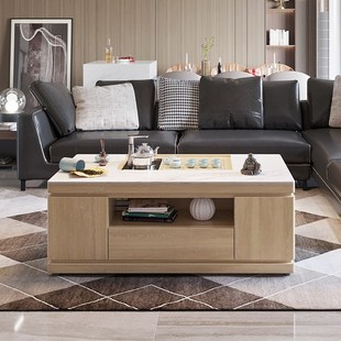 轻奢客厅泡茶高级茶具带烧W水壶岩板茶 现代功夫茶几茶台一体意式