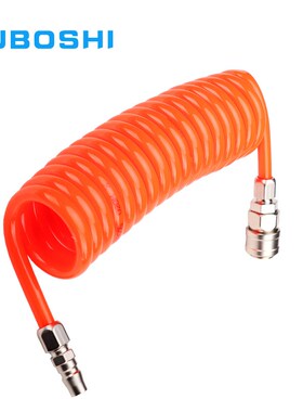 蓝色PU弹簧管气管8mm/12mm空压机软管气泵管Q螺旋伸缩管子气动风
