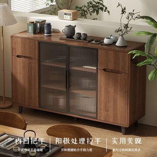 家用置物斗柜厨房橱 餐边柜酒柜客厅靠墙一体实木茶水柜20F24新款