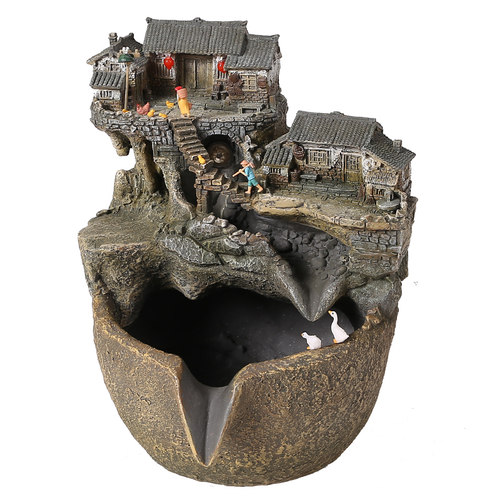 古法养鱼水循环鱼缸装饰过滤流水罐室外鱼池景观V生态缸造景水帘