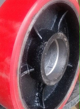 5寸6寸8寸10寸12寸14寸16寸70厚定制钢芯包胶轮红色聚Z氨酯重型轮