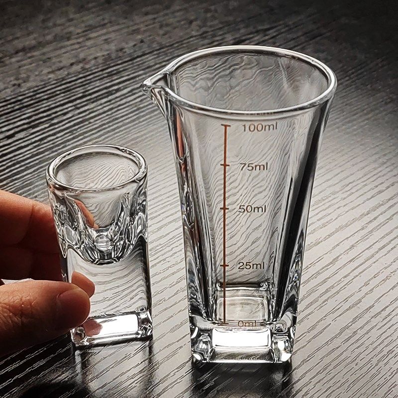 晶鑫餐具方形水晶玻璃小酒杯白酒分酒器一口杯高级感Y精致商用家