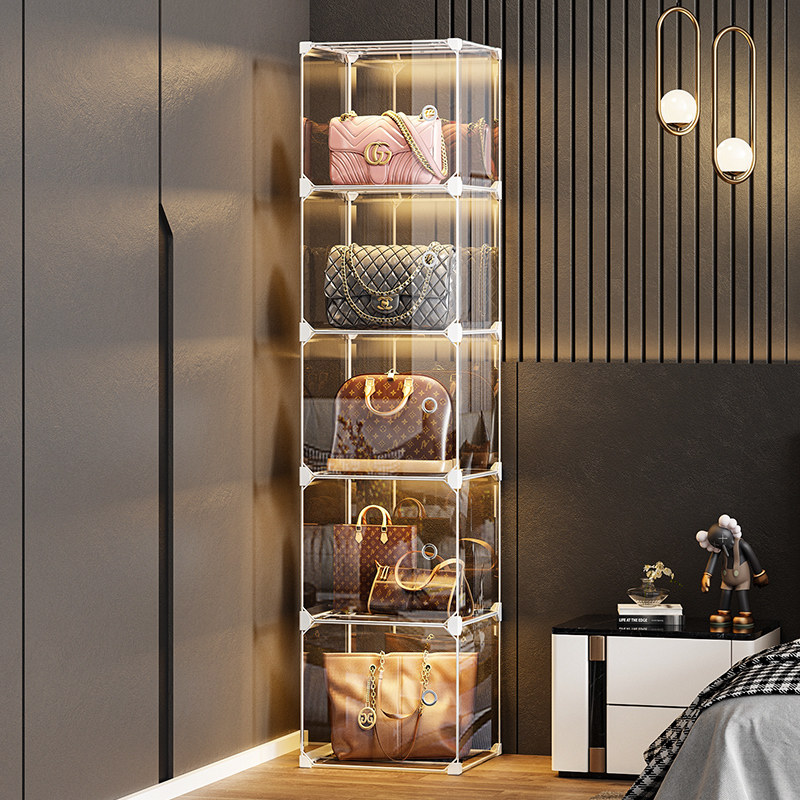 包包收纳神器家用存放衣柜防w尘透明展示柜装小包包的收纳盒置物