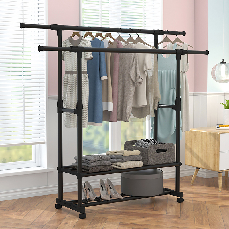 晾衣架落地折叠室内卧室衣架家用单杆式阳台晒衣架升降.简易挂衣