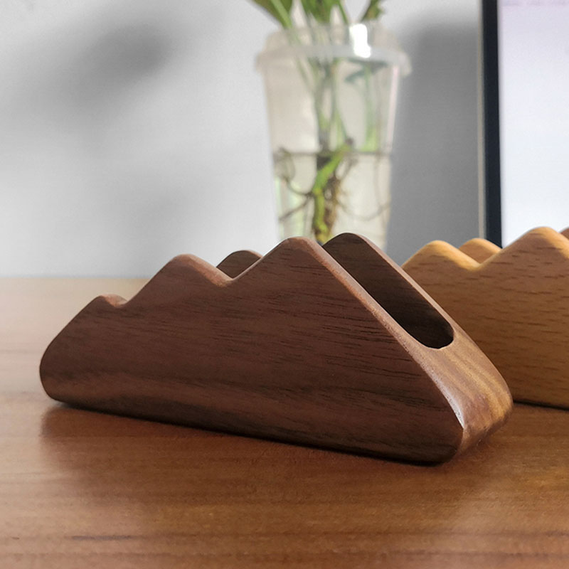 实木名片盒桌面木质名片架子商务前台办公桌收纳R名片卡片架座定