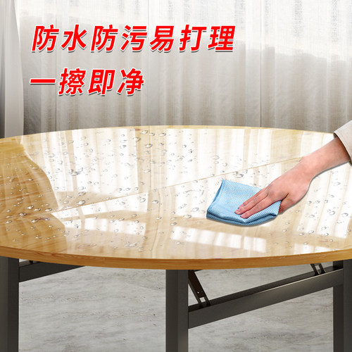 加厚折叠圆桌面i板实木餐桌10 15 20人饭桌转盘圆形桌面大圆桌面