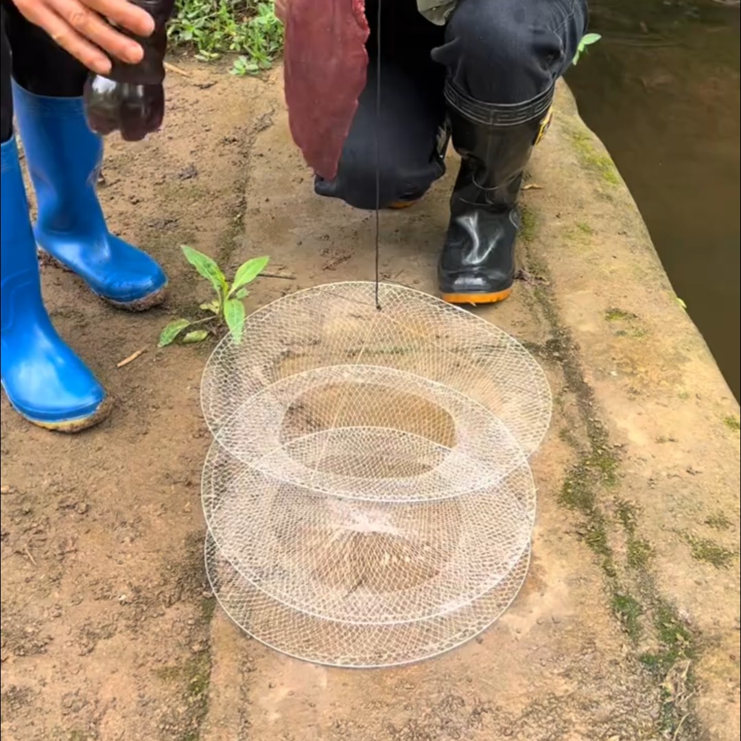 钓虾虾笼白色神器龙虾鱼虾网兜圆形折叠三层小龙虾螃蟹垂钓抓鱼