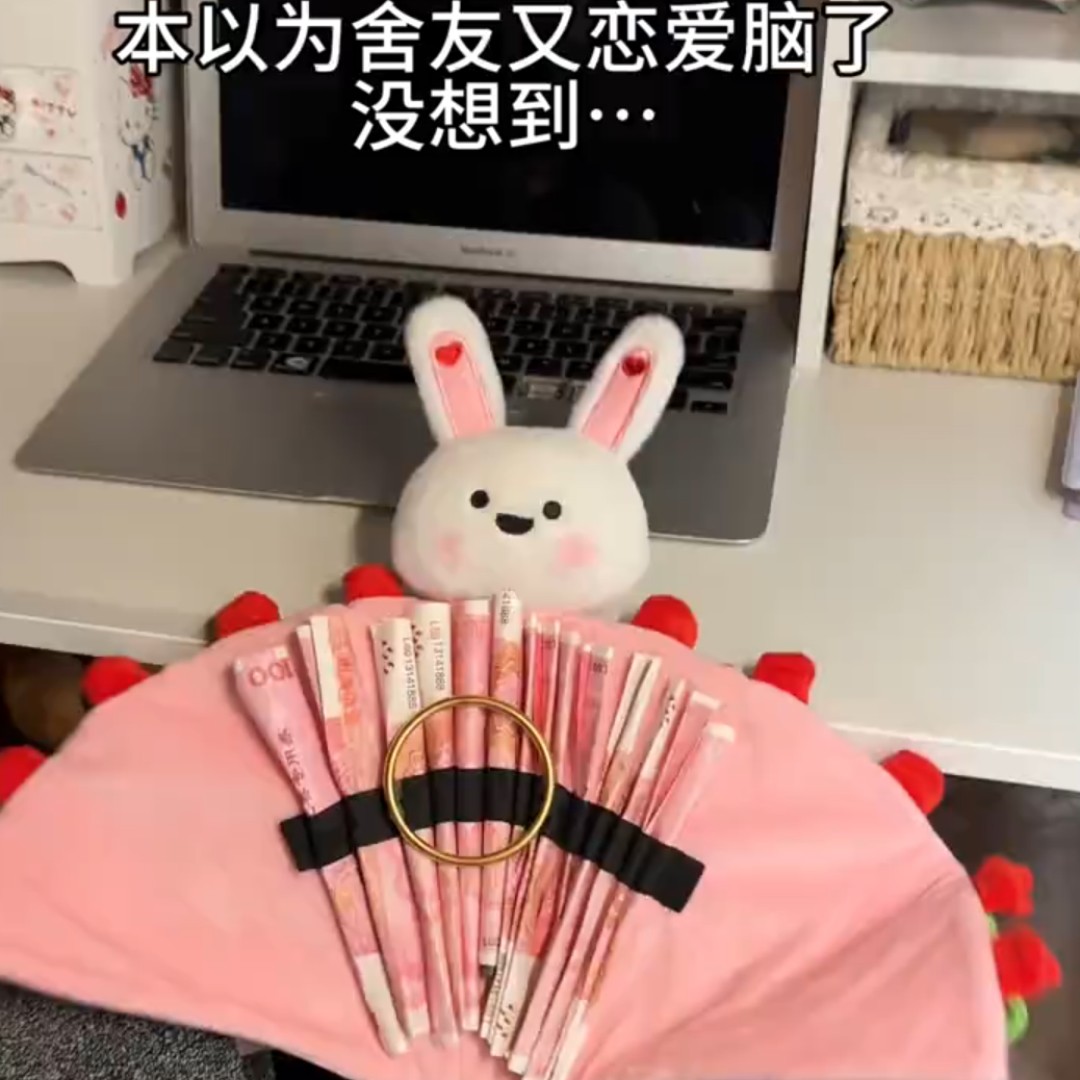 萌兔造型多功能笔袋会变身的兔子玫瑰收纳袋学生桌面整理文具笔盒