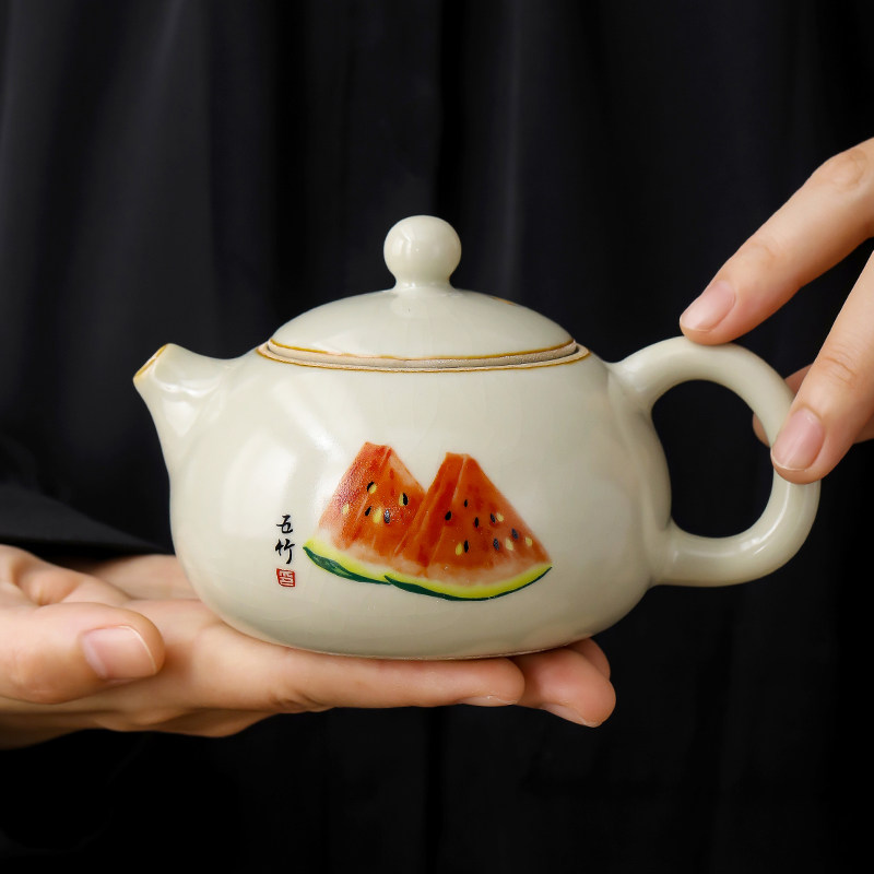 汝窑西瓜茶壶泡茶单壶功夫茶具茶杯西施壶套装定制汝瓷泡茶壶