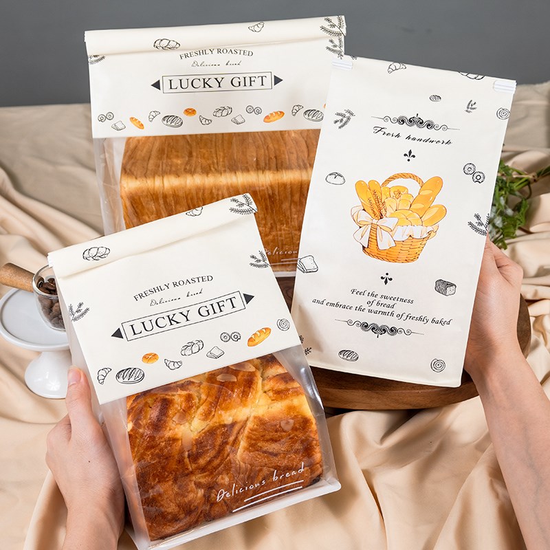 生吐司包装袋卷边自封加厚铁丝切片450g土司烘焙一次性现烤面包袋